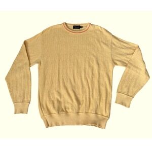 Vintage Tosani Canada Yellow Textured Knit Sweater, Size Large, Quiet Luxury